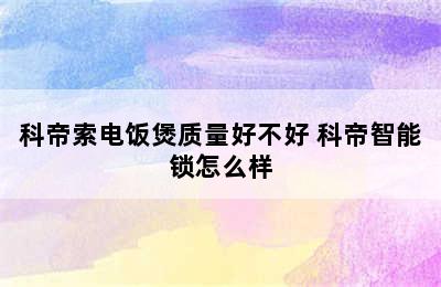 科帝索电饭煲质量好不好 科帝智能锁怎么样